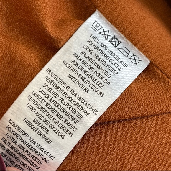 French Connection Faux Leather Blazer Women’s Sz 10 Brown Cognac Oversize Jacket - Picture 11 of 15